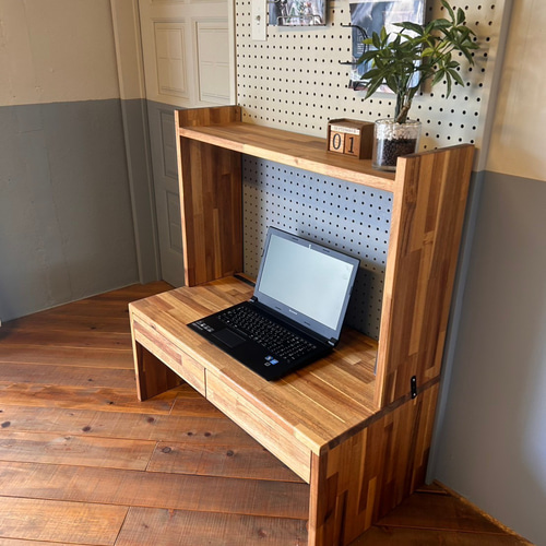 アカシア木製ローテーブル［机　デスク　1人用　ハンドメイド］ アカシア 木製ローテーブル［机 デスク パソコン 1人用