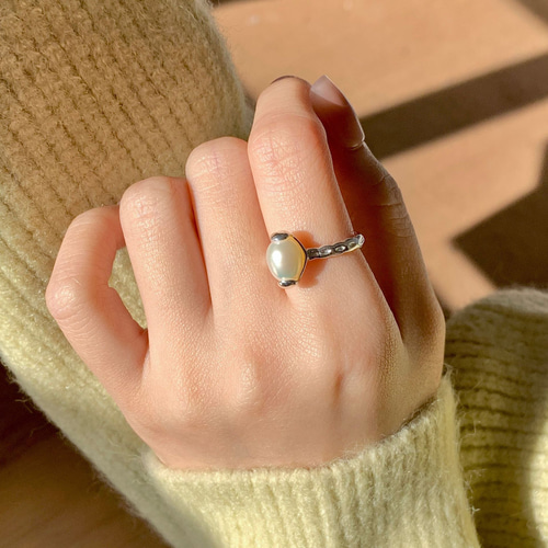 ◇天然パール|SILVER925リング|18Kホワイトゴールドメッキ|調節可能な 