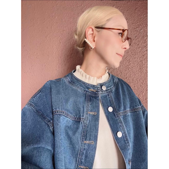 選擇你的長度❣️只需穿上它，你就會擁有時尚精緻的輪廓❤️寬鬆的牛仔夾克❤️成人女孩❤️靛藍 第15張的照片