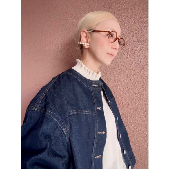選擇你的長度❣️只需穿上它，你就會擁有時尚精緻的輪廓❤️寬鬆的牛仔夾克❤️成人女孩❤️靛藍 第2張的照片
