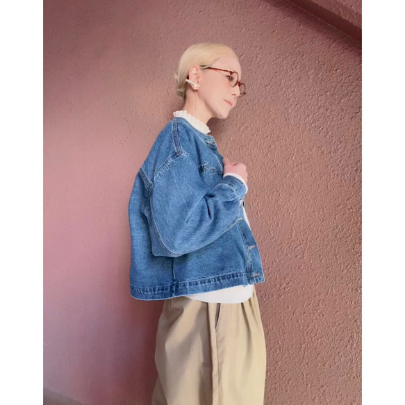 選擇你的長度❣️只需穿上它，你就會擁有時尚精緻的輪廓❤️寬鬆的牛仔夾克❤️成人女孩❤️靛藍 第16張的照片