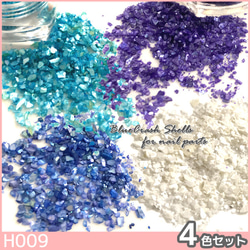 クラッシュシェル ネイル 貝殻 素材 ブルー(青)系 さざれ フレーク シェル カラー セット (H009) 1枚目の画像
