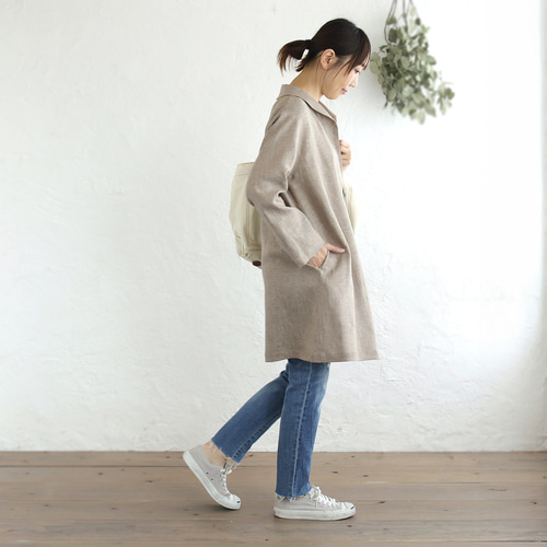 春夏秋と役立つ一枚 リネンショールカラー ジャケットコート