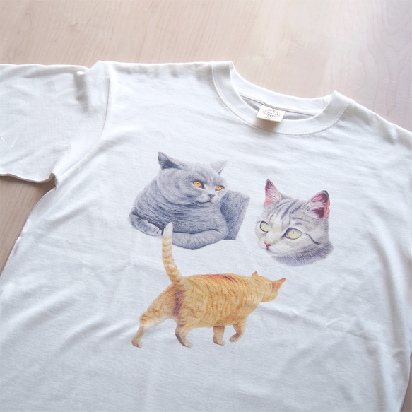 【数量限定】ネコ好きさんのためのオーガニックコットン半袖Tシャツ 3枚目の画像