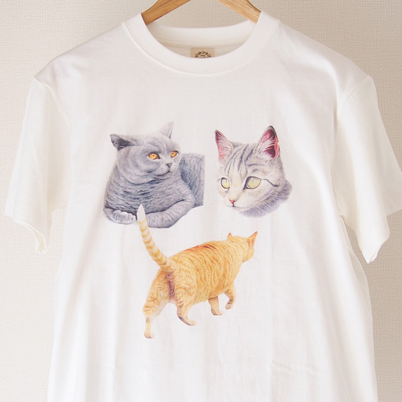 【数量限定】ネコ好きさんのためのオーガニックコットン半袖Tシャツ 1枚目の画像