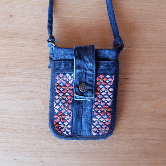 Kogin刺繡牛仔重製櫻花智慧型手機肩帶[刺繡☺︎Sashiko] Pochette☺︎櫻花☺︎櫻花⌘訂製⌘ 第9張的照片