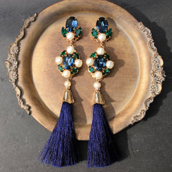 キラキラ ゴージャス スワロフスキー 大ぶり ロング ピアス イヤリング