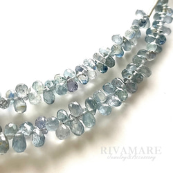 ブルーグレーサファイア アイスグレー パーキマーダイヤモンド(パーキマークォーツ) ピアス/イヤリング ミディアムロング 9枚目の画像