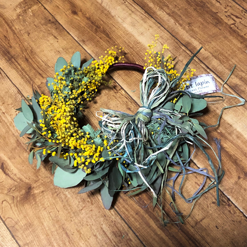 特価】ミモザ ユーカリ リース 22cm ＊ シャビー＆ナチュラル ムーン