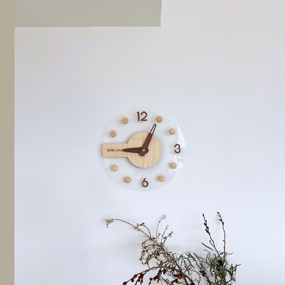 壁掛け時計 - クリア透明＆自然木製デザイン | 静かで可愛いインテリア時計 12枚目の画像
