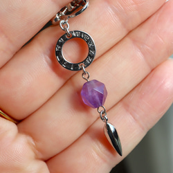 紫水晶金屬戒指吊飾耳環天然石原石紫水晶 第4張的照片