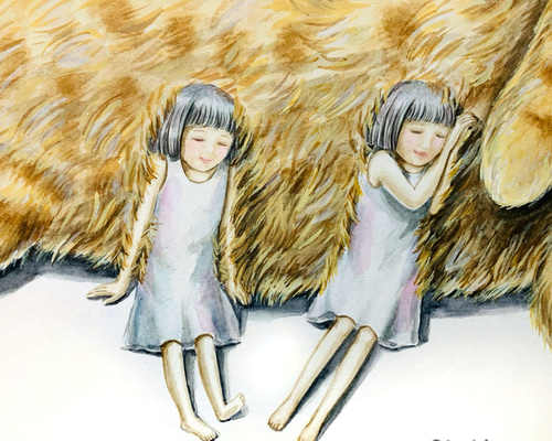 絵画 。壁掛け絵原画【美しい花束を整えた少女は2匹のシャム猫と遊んでいる】 水彩画風】花野に寄り添う、ふたりのまなざし - メルカリ