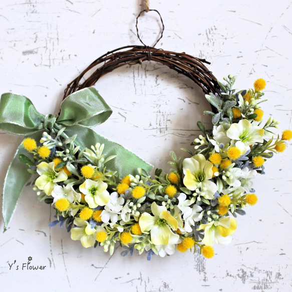 ミモザとプチフラワーのハーフリース 2枚目の画像