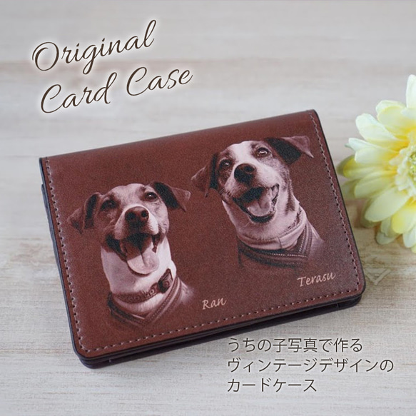 うちの子 ヴィンテージデザイン おしゃれなカードケース♥オーダーメイド♥親ばか用　犬／猫/うさぎ／ペットと暮らす 1枚目の画像