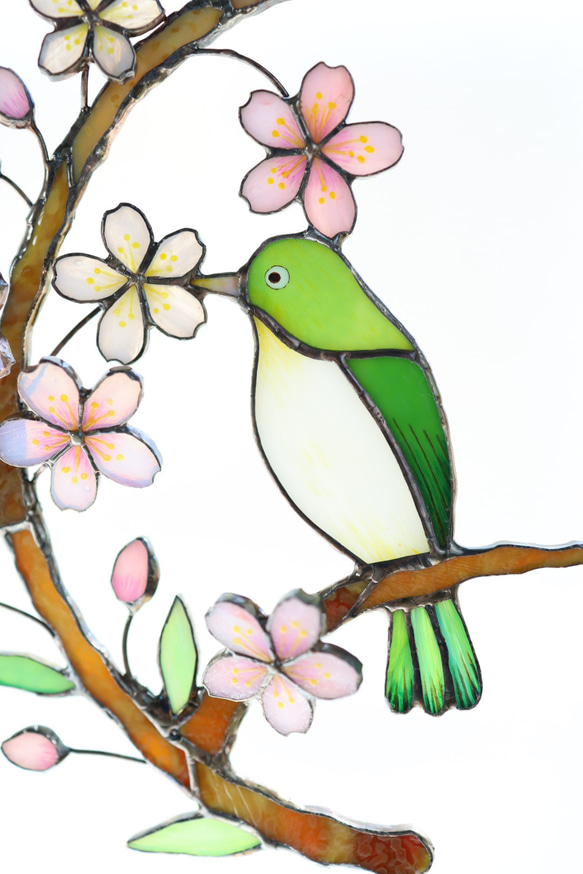 桜とメジロのステンドグラス 9枚目の画像