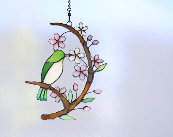 桜とメジロのステンドグラス 4枚目の画像