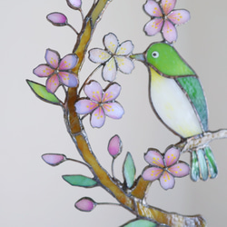 桜とメジロのステンドグラス 6枚目の画像