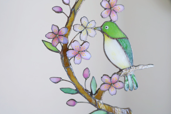桜とメジロのステンドグラス 6枚目の画像