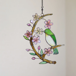 桜とメジロのステンドグラス 5枚目の画像