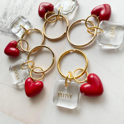 名入れ・文字入れ】キーホルダー／チャーム／ハート／推し活／部活