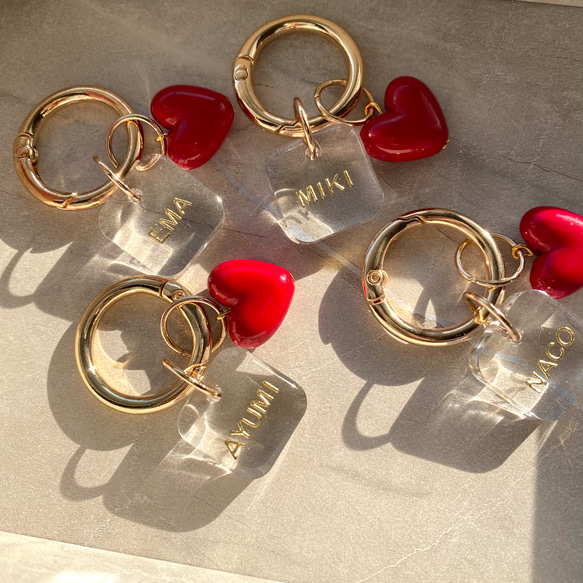 名入れ・文字入れ】キーホルダー／チャーム／ハート／推し活／部活