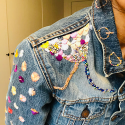 Cowboy jacket   リメイク　布製　スローファッション　刺繍　手刺繍　再生　ハンドメイド　1957 17枚目の画像