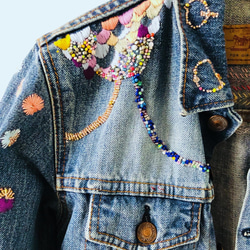 Cowboy jacket   リメイク　布製　スローファッション　刺繍　手刺繍　再生　ハンドメイド　1957 7枚目の画像