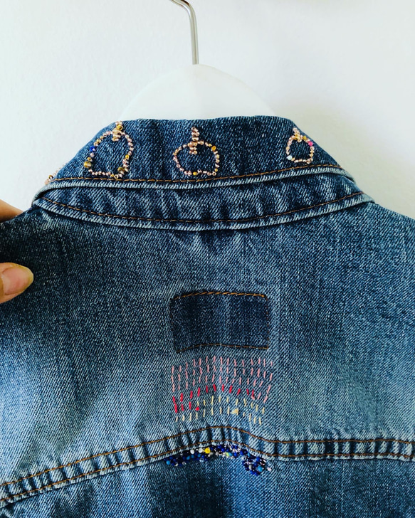 Cowboy jacket   リメイク　布製　スローファッション　刺繍　手刺繍　再生　ハンドメイド　1957 6枚目の画像