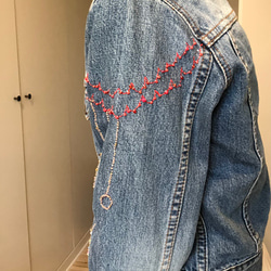 Cowboy jacket   リメイク　布製　スローファッション　刺繍　手刺繍　再生　ハンドメイド　1957 18枚目の画像