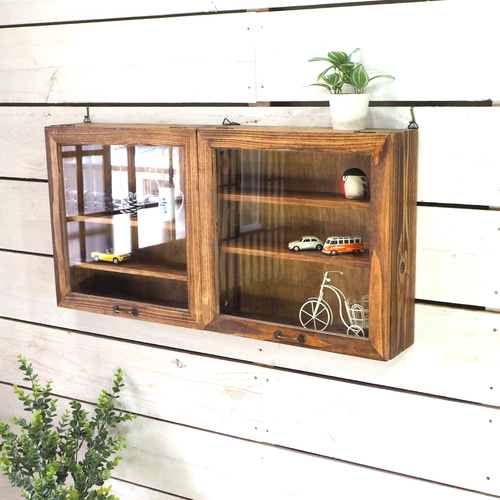 ウォールキャビネット 幅70cm高さ35cm ウクレレ色（ブラウン色