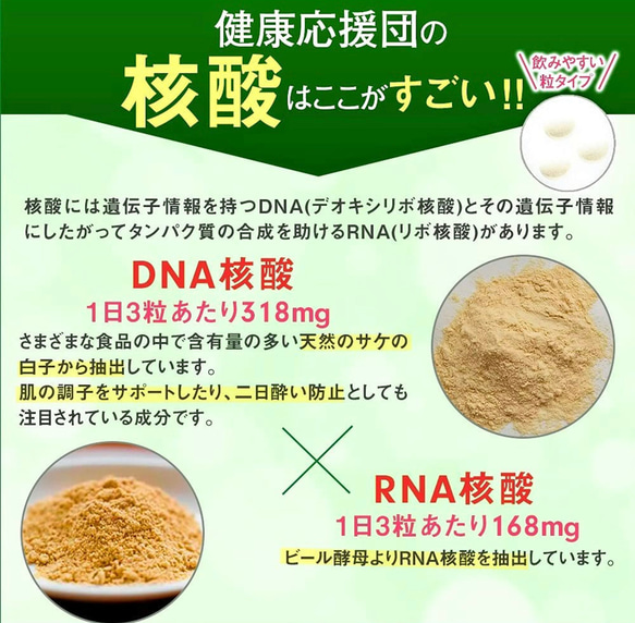 核酸 DNA RNA粒 1〜12ヶ月分 サプリ 健康応援団 サプリメント 3枚目の画像