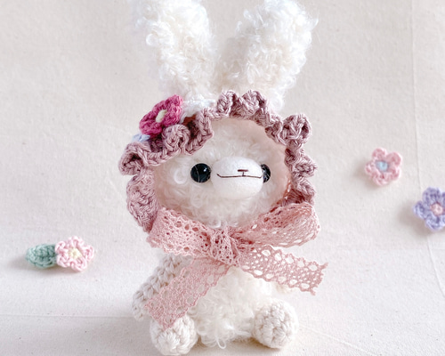 うさぎのねむちゃん＋レースのかぎ編みヘッドドレス REMME うさぎのねむちゃん＋レースのかぎ編みヘッドドレス REMME