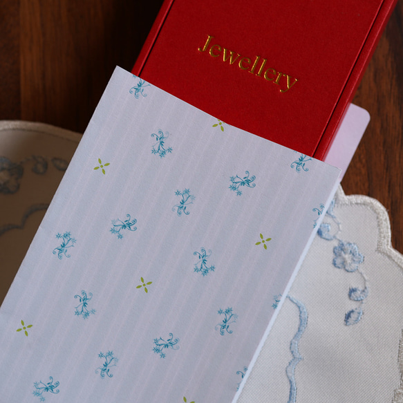 ★Bam／ギフトバッグ・小　上品な花模様　紙袋　マチ付・フタ付　ブルー　ラッピング　プチギフト 6枚目の画像
