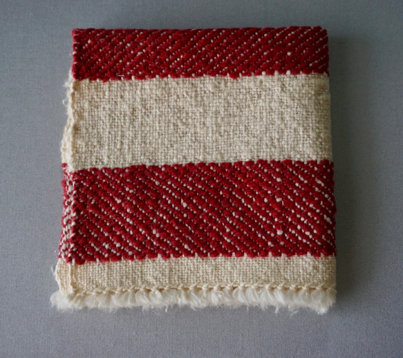 手織り　ハンカチ　リサイクルコットン　TEN-009 1枚目の画像
