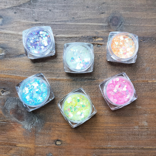 6色セット・蓄光でキラキラでネオンカラーホログラム/オーロラ加工が