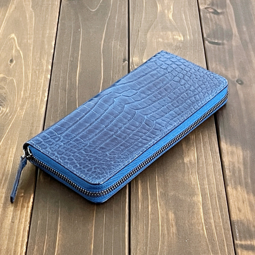t*7様 クロコダイル　長財布　ブルー 藍染 クロコダイル 長財布 藍 長財布 CUERO DELICADO 通販 17367199