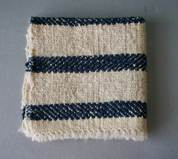 手織り　ハンカチ　リサイクルコットン　TEN-014 1枚目の画像