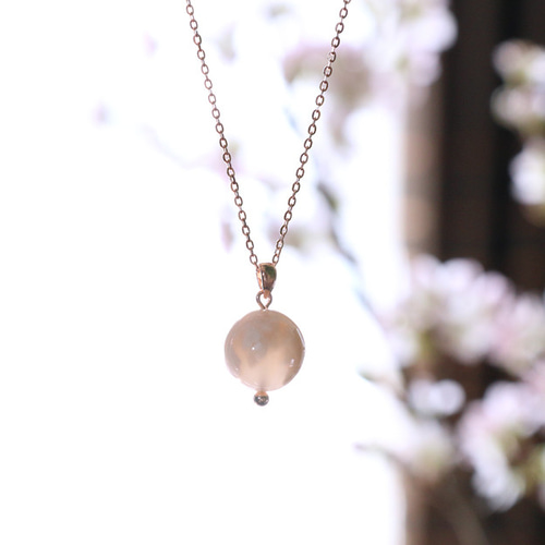 桜・フローラ】天然石チェリーブロッサムアゲート・S925/18KPGP