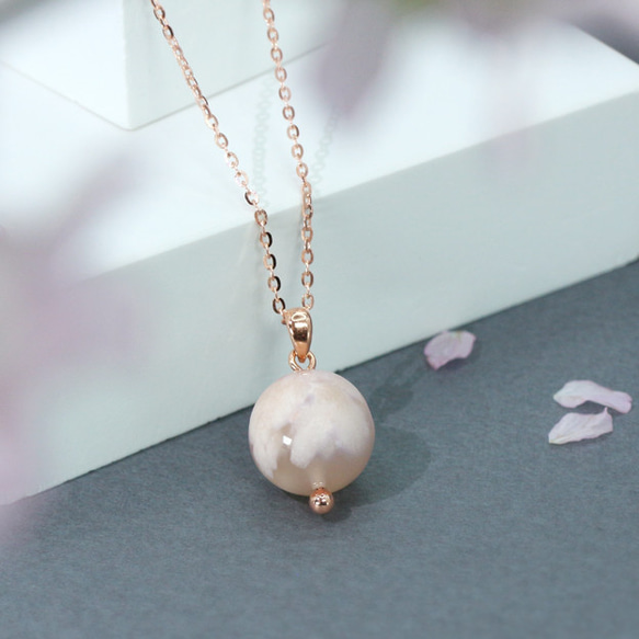 Ruby様 天然石♡超大粒♡極上チェリーブロッサムアゲートのネックレス14kgf 桜・フローラ】天然石チェリーブロッサムアゲート・S925/18KPGP