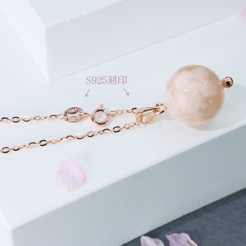桜・フローラ】天然石チェリーブロッサムアゲート・S925/18KPGP