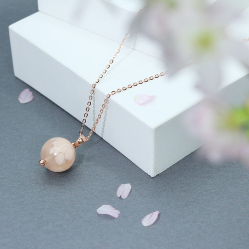 桜・フローラ】天然石チェリーブロッサムアゲート・S925/18KPGP