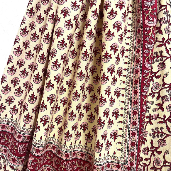 大人気！インド綿ギャザースカート ルビーレッド 3枚目の画像