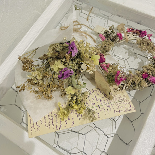 ドライフラワー　スワッグ×２　リース ドライフラワーミニスワッグ2個セット（パッケージ入り）No.11 - メルカリ