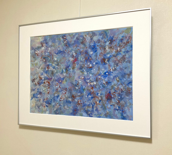 永井雅人絵画作品 「Textures 海　Blue」和のテイスト　カラー作品　美品未使用　ホテル仕様　個展出品作品 1枚目の画像