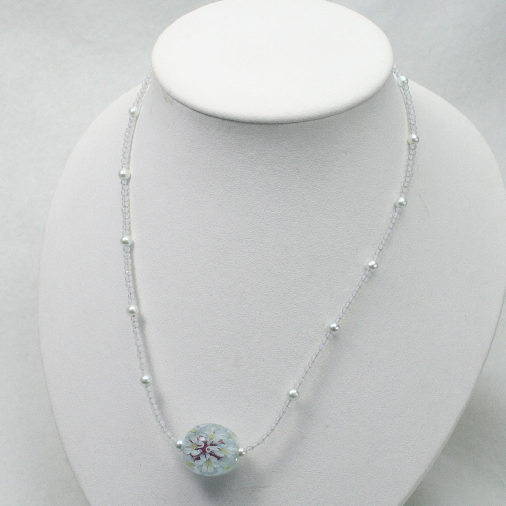 とんぼ玉　ネックレス　花詰め