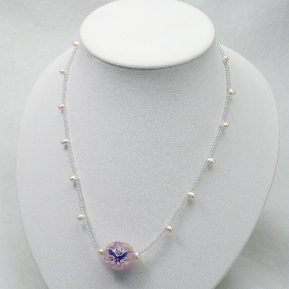 とんぼ玉　ネックレス　花詰め 5,313円