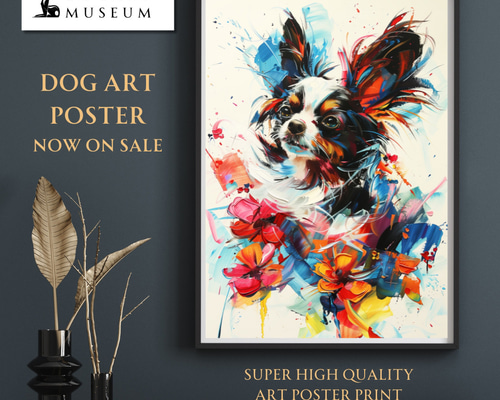 【A】4作品　パピヨン　犬　原画　キャンバス　BAEZ3 A様専用】4作品 パピヨン 犬 原画 キャンバス BAEZ3 （きなこ