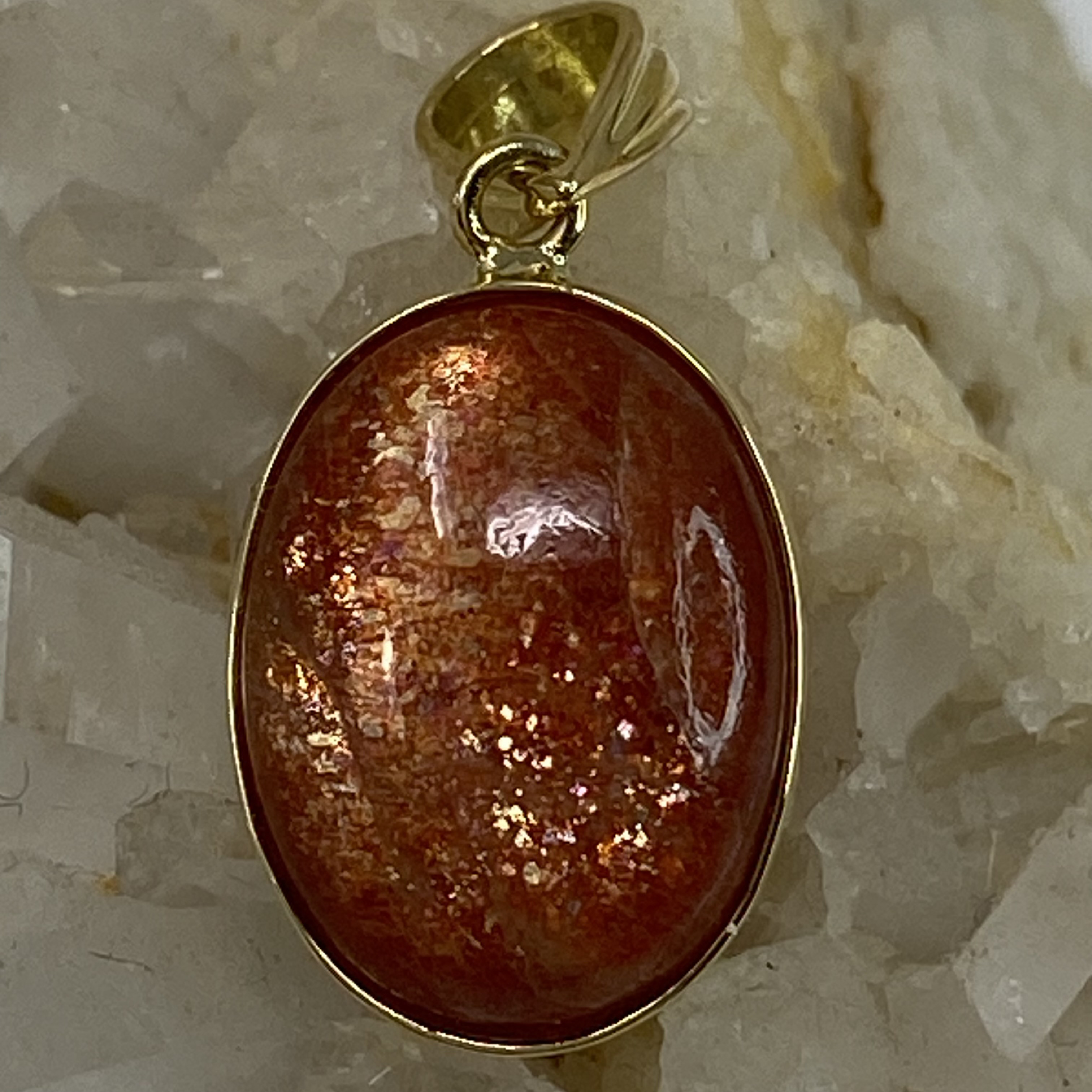 k18YG AU750 18金 天然　サンストーン　ペンダント