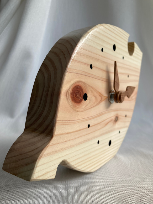 木製(ヒノキ)　葉っぱ　置き時計　掛け時計　No.19 5枚目の画像