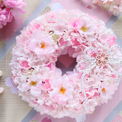 ふわふわモコモコの桜リース（アーティフィシャルフラワー） アート